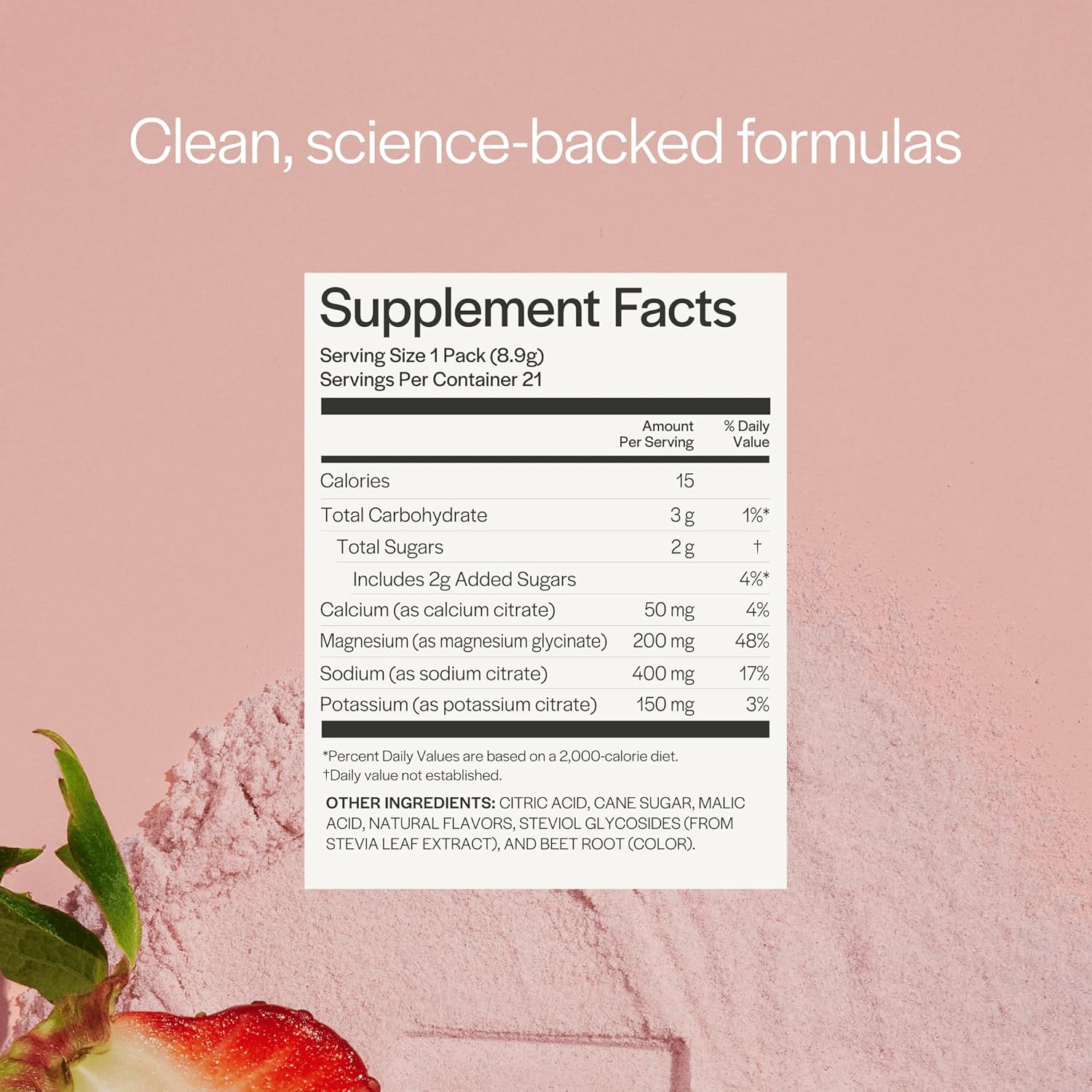 Caffeine-Free Hydration Powder Packets with Electrolytes for Energy Support - Strawberry Lemonade Flavor, 21 Sticks