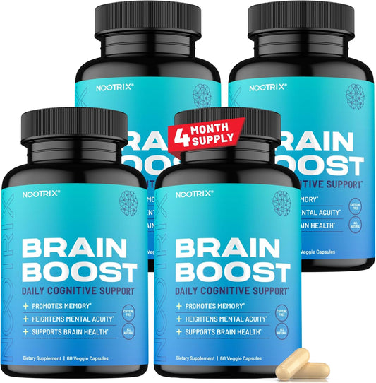 Caffeine-Free Nootropic Supplement for Memory, Focus, and Energy | Supports Cognitive Health with Gingko Biloba & DMAE | 240 Capsules