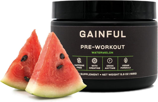 Caffeine-Free Pre Workout Powder with Creatine, L Citrulline, Beta Alanine, BCAA's for Energy & Muscle Support - Watermelon Flavor (14 Servings)