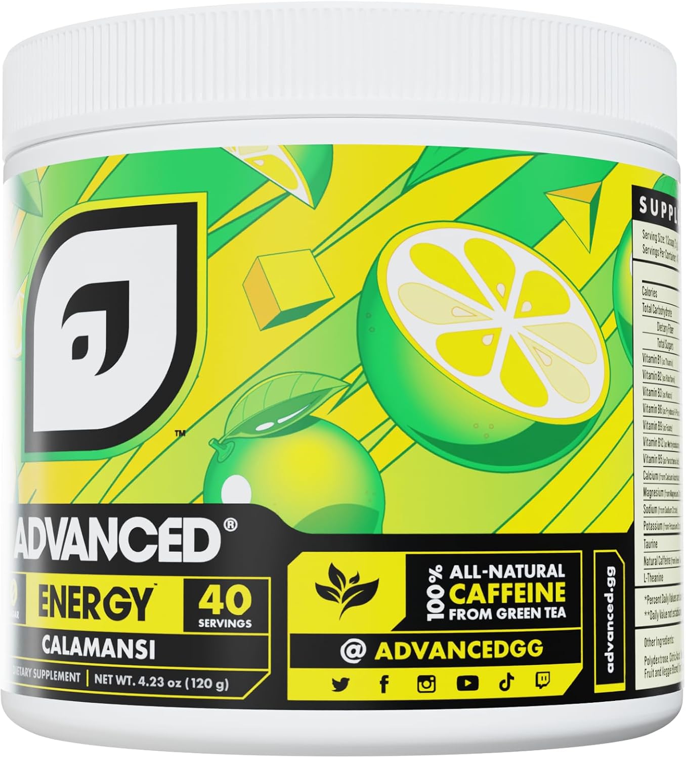 Calamansi Advanced Energy Formula with Electrolytes, L-Theanine, Sugar Free, Keto Friendly - 40 Servings for Hydration & Jitter Combat