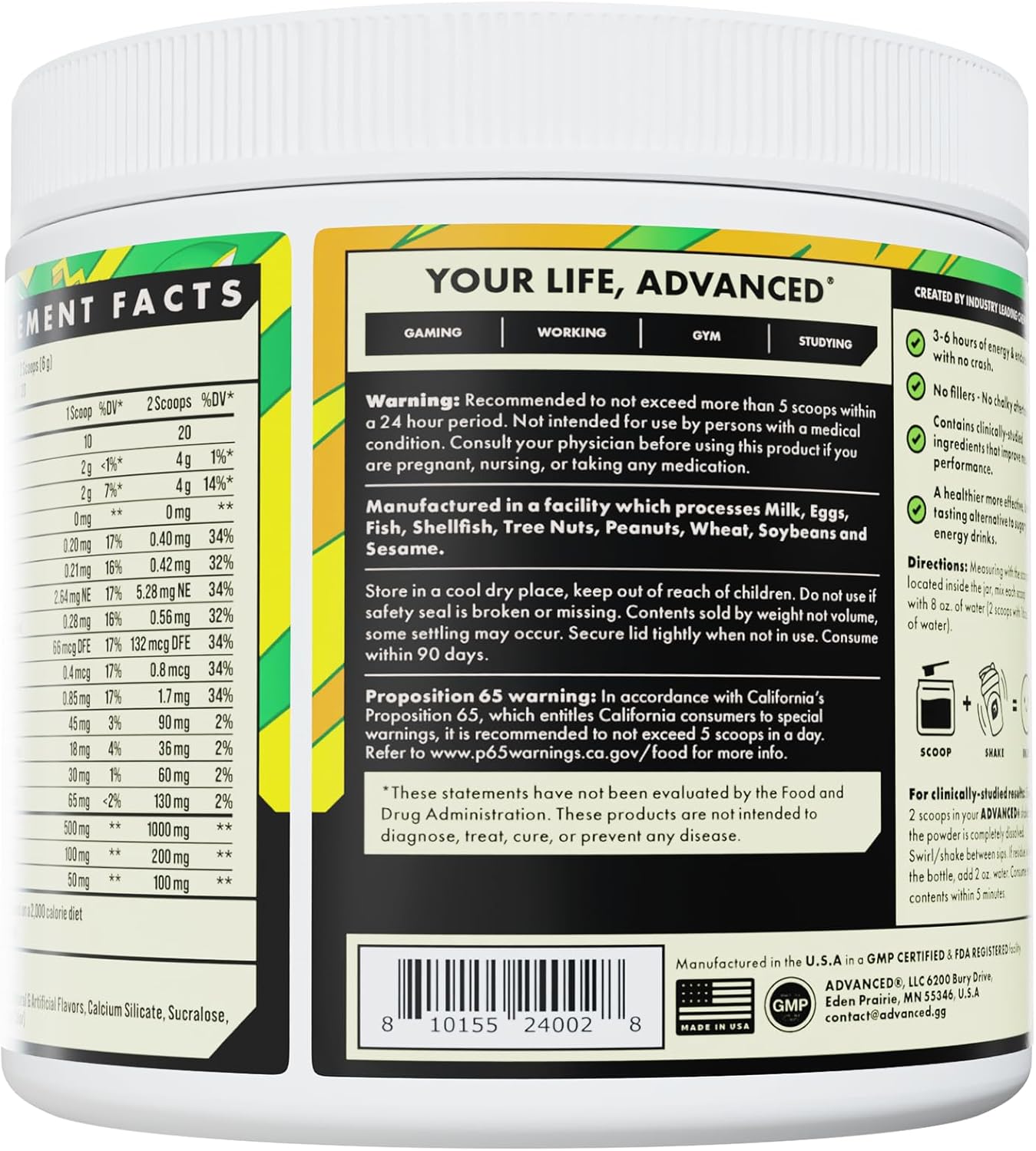 Calamansi Advanced Energy Formula with Electrolytes, L-Theanine, Sugar Free, Keto Friendly - 40 Servings for Hydration & Jitter Combat