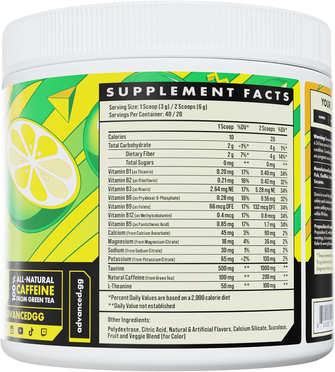 Calamansi Advanced Energy Formula with Electrolytes, L-Theanine, Sugar Free, Keto Friendly - 40 Servings for Hydration & Jitter Combat