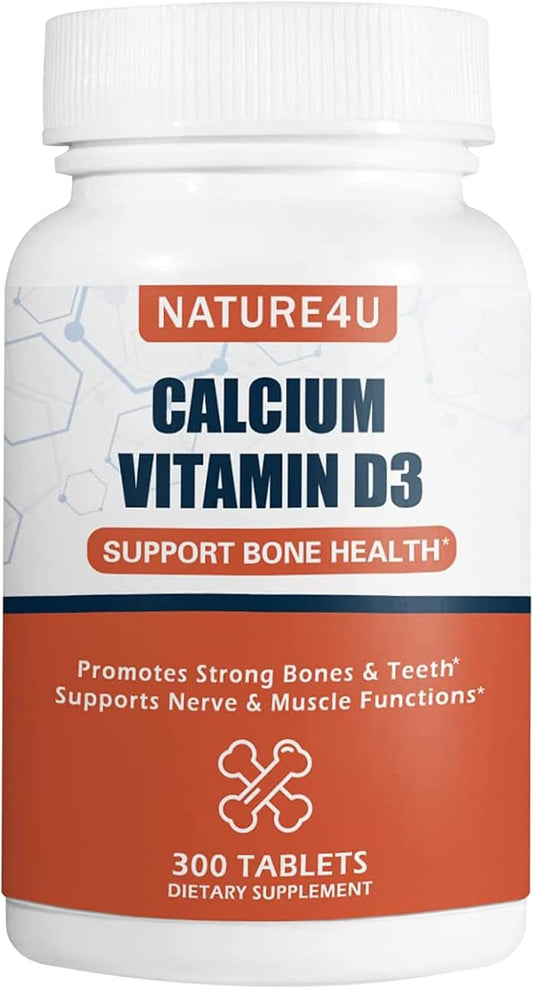 Calcium 1000 mg with Vitamin D3 for Bone and Muscle Health, 300 Tablets