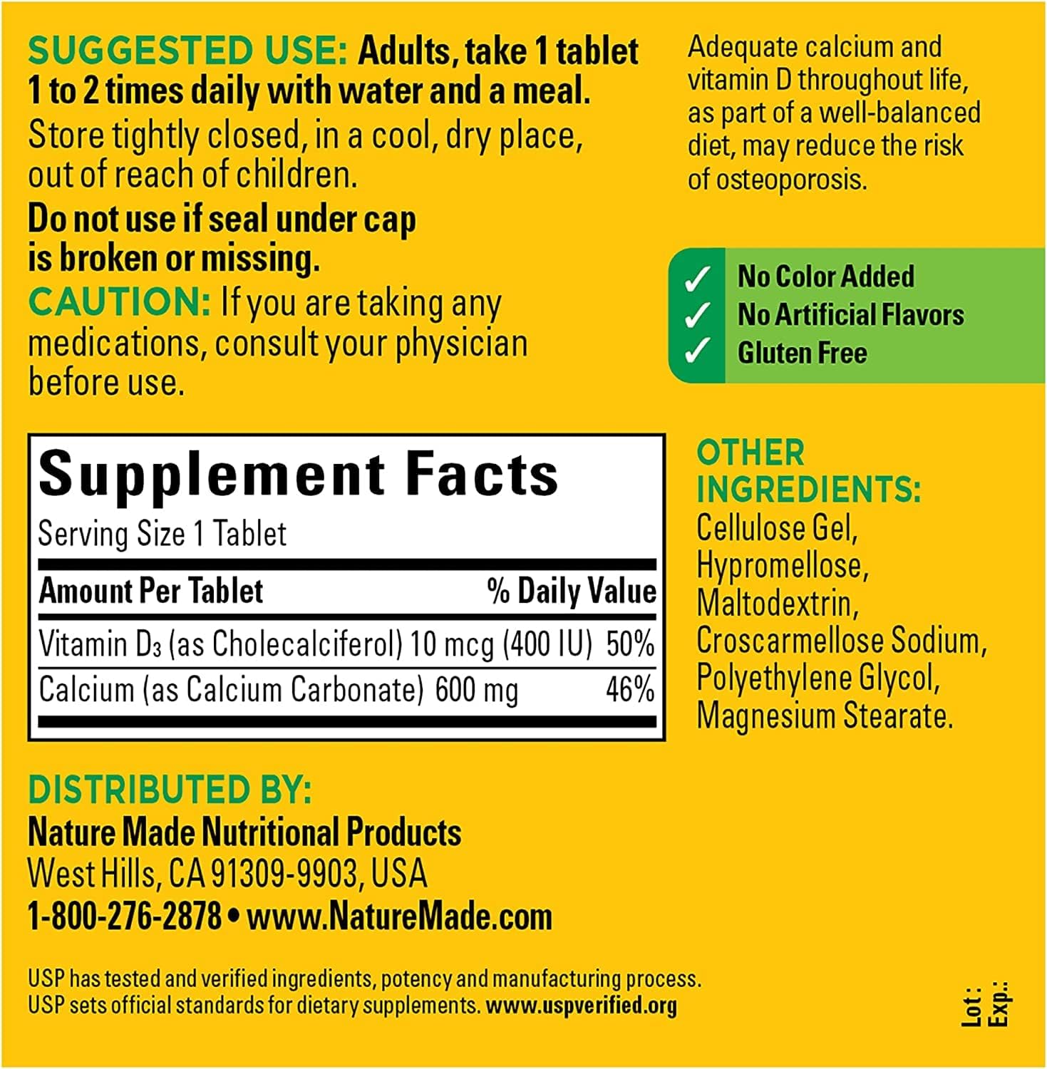 Calcium 750mg with Vitamin D3 & K, 300 Tablets + Free Vitamins & Supplements Guide Book for Stronger Bones