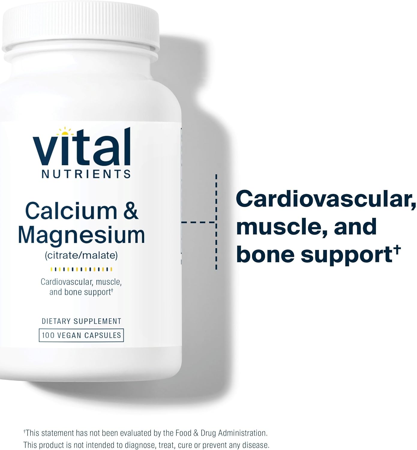 Calcium and Magnesium Citrate Malate Complex Vegan Supplement for Bone and Muscle Health - 100 Capsules