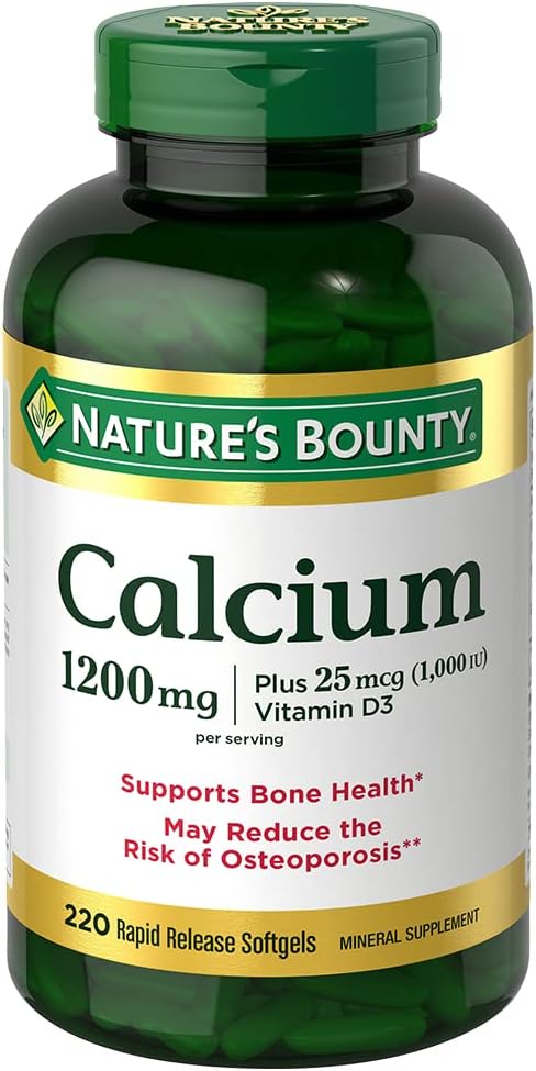 Calcium and Vitamin D3 Softgels for Bone Health and Immune Support - 220 Count