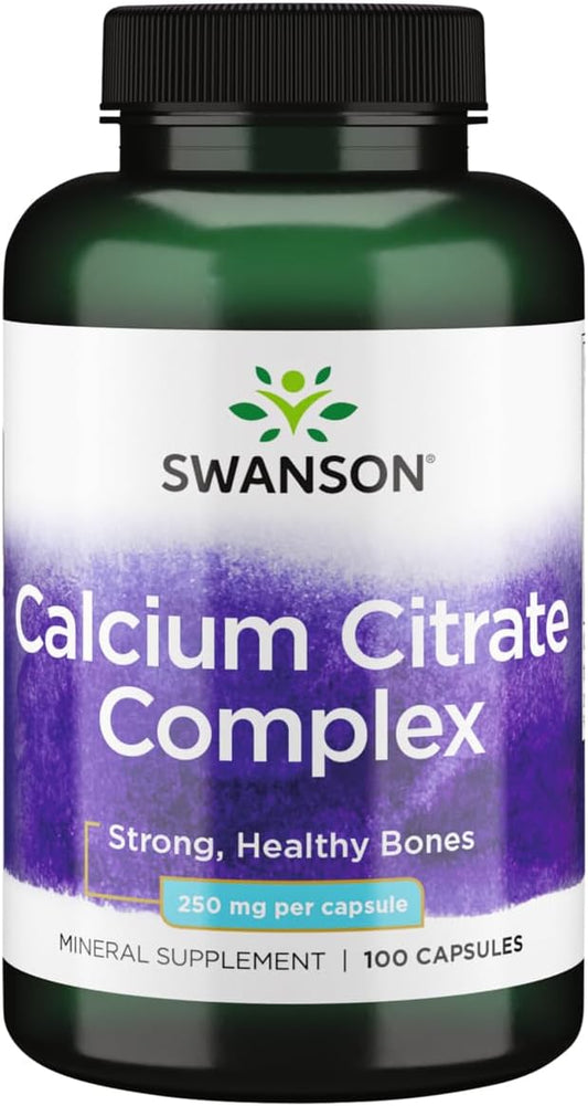 Calcium Citrate Complex Supplement for Bone, Muscle, and Nerve Health - 250mg Calcium, 100 Capsules