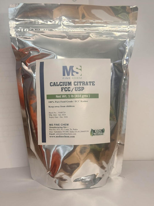Calcium Citrate Powder Supplement - 1000mg Calcium per Serving, Gluten-Free - 1 lb Container by MS Finechem