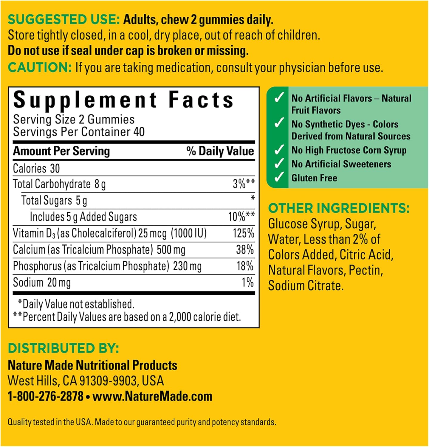 Calcium Gummies with Vitamin D3 for Bone Support - 80 Gummies, 500 mg per Serving, 40 Day Supply