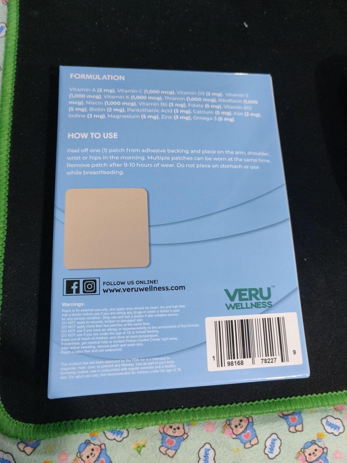 Calcium Magnesium D3/K2 Bone Health Patch - Veru Wellness Self-Adhesive Time Release (60 Days)