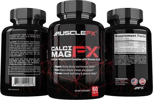 Calcium, Magnesium, Vitamin A&D Supplement for Bone, Immune, Eye Support - Non-GMO, Made in USA - Muscle FX Calcimag FX