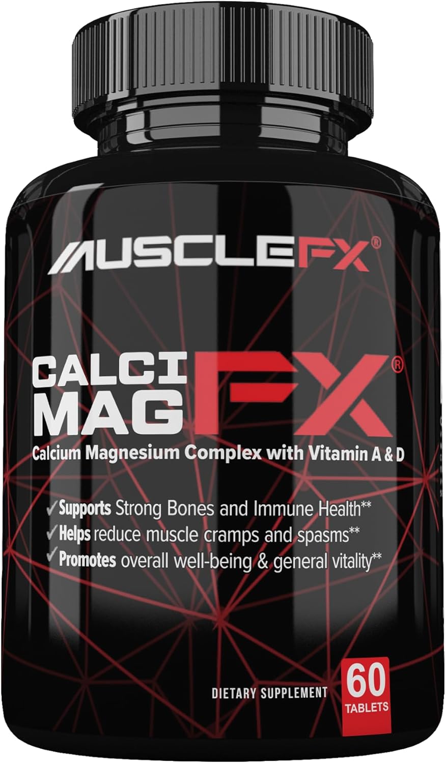 Calcium, Magnesium, Vitamin A&D Supplement for Bone, Immune, Eye Support - Non-GMO, Made in USA - Muscle FX Calcimag FX