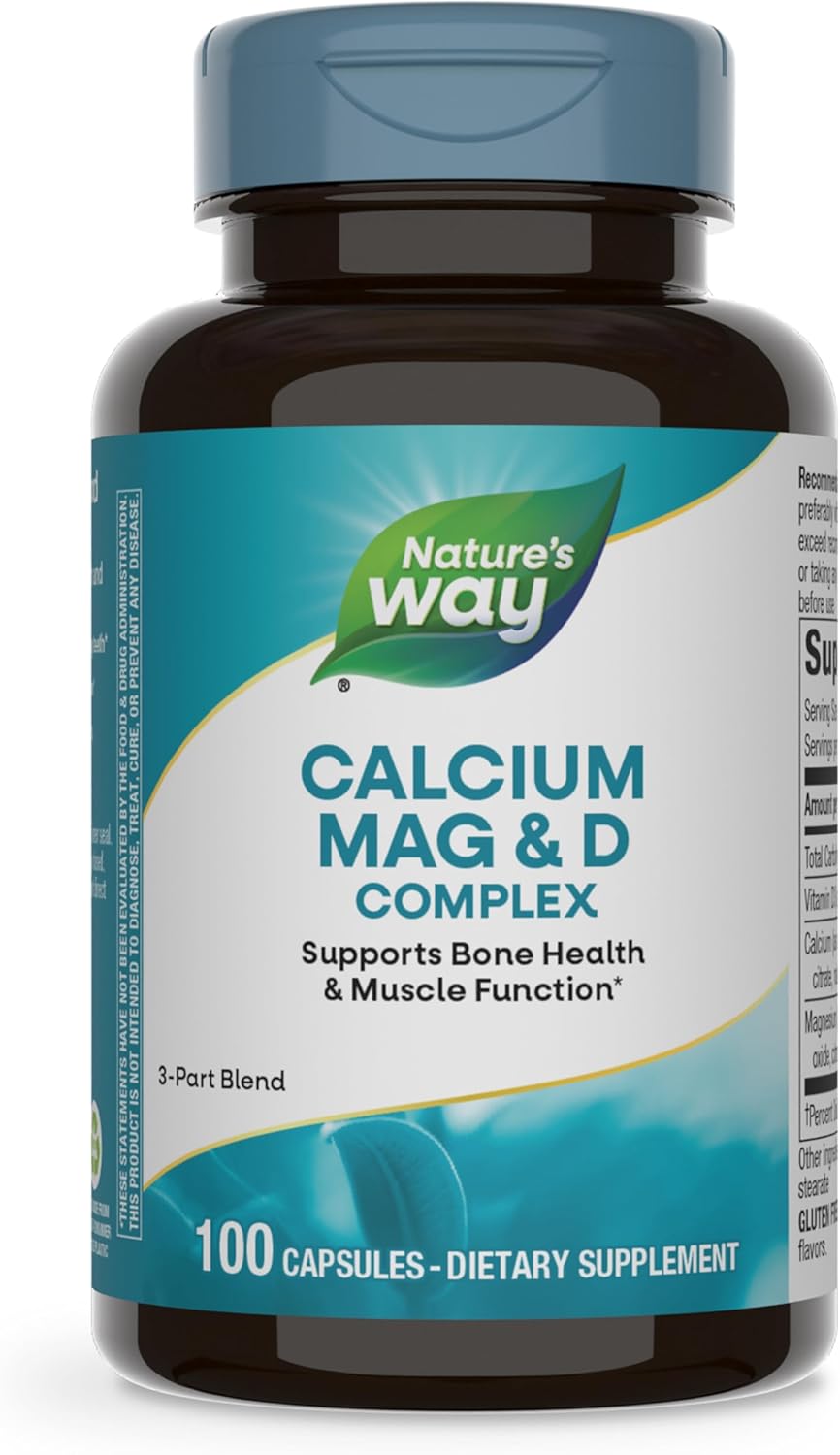 Calcium Magnesium & Vitamin D Complex for Healthy Bones, Teeth, Muscles, and Relaxation - 100 Capsules