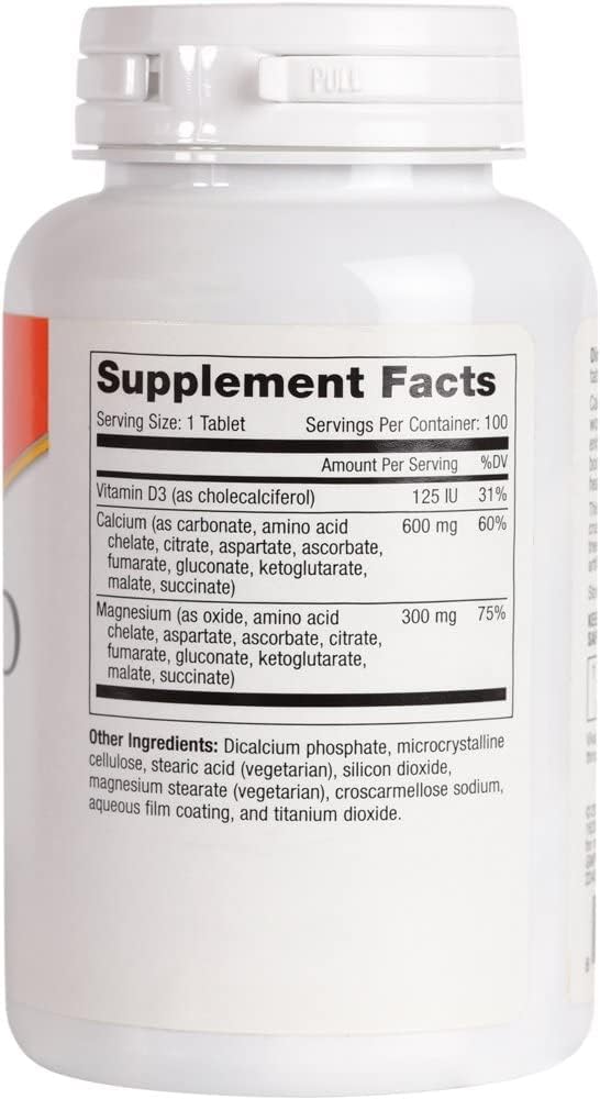 Calcium Magnesium Vitamin D3 Supplement for Bone, Teeth & Joint Support - Vegan 250 Tablets - 600mg Calcium, 300mg Magnesium