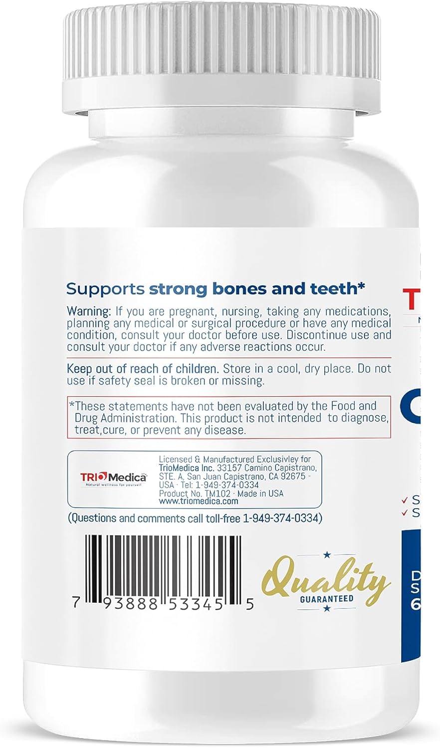 Calcium Magnesium Zinc D3 Supplement - Immune, Bones, Teeth Support - Non-GMO Vegan - 60 Softgels