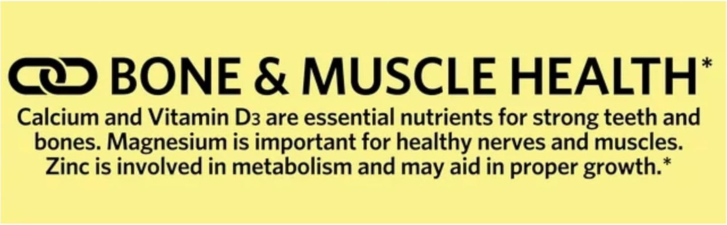 Calcium Magnesium Zinc Supplement with Vitamin D3 - 600mg Calcium + STS Sticker