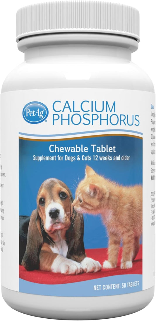 Calcium Phosphorus Tablets for Cats & Dogs by PetAg®, 50 Count Bottle