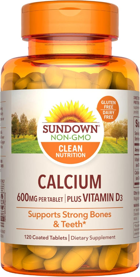 Calcium Vitamin D3 Tablets for Immune and Bone Health, 600mg Calcium, 250IU Vitamin D3, 120 Coated Tablets