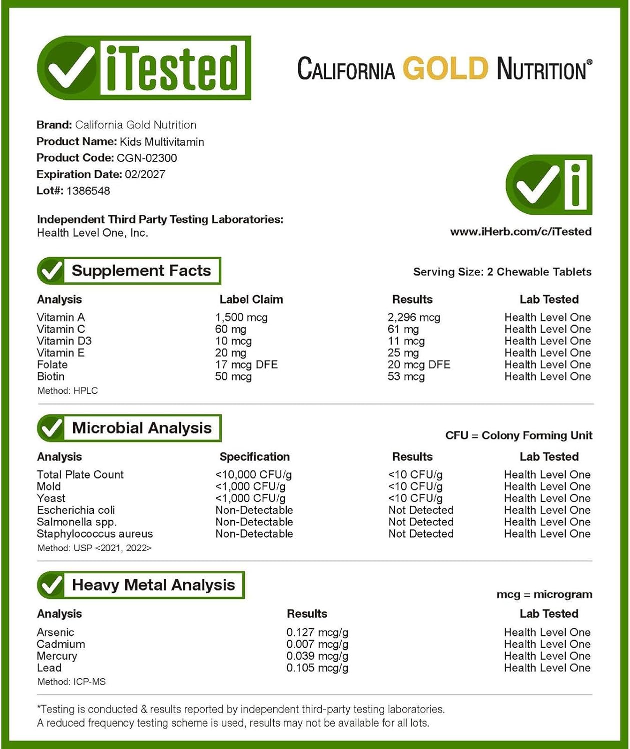 California Gold Nutrition Children's Chewable Multi-Vitamin - Assorted Fruit Flavors - 180 Vegetarian Tablets