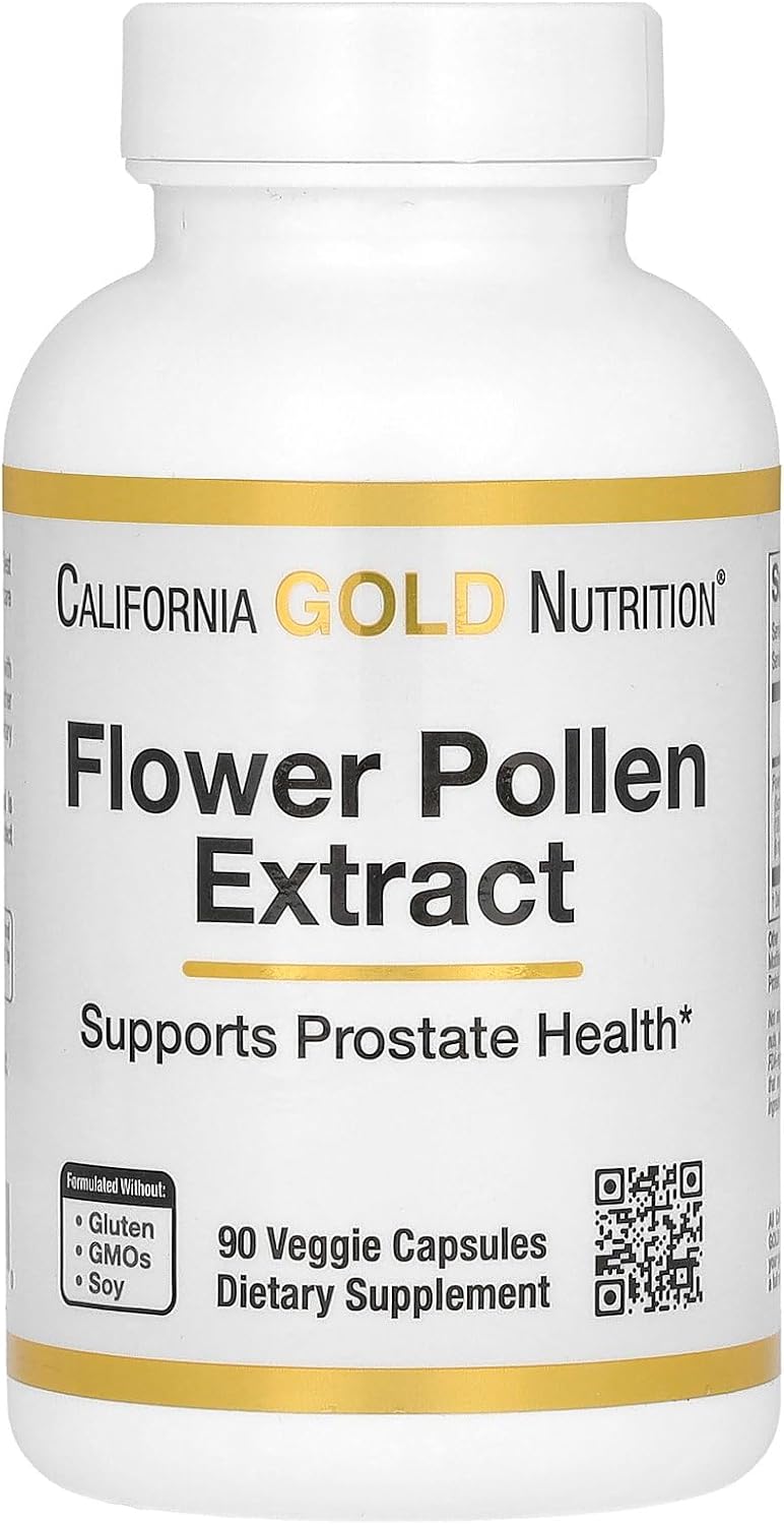 California Gold Nutrition Flower Pollen Extract Capsules - 90 Vegetarian Capsules for Natural Wellness