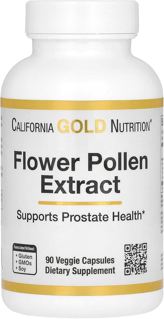 California Gold Nutrition Flower Pollen Extract Capsules - 90 Vegetarian Capsules for Natural Wellness