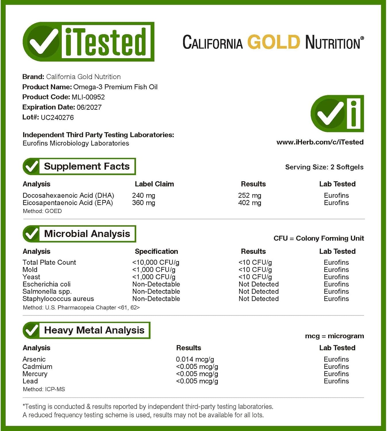 California Gold Nutrition Omega-3 Premium Fish Oil Softgels with EPA & DHA for Healthy Lipid Profile & Immune System, Gluten Free, Non-GMO