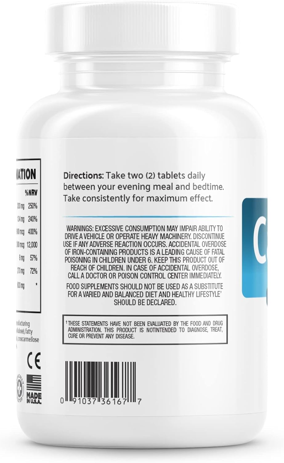 Calm Legs Natural Supplement with Iron, Magnesium, Valerian Root - Relieves Itching, Crawling, Tingling, Restless Legs - 60 Tablets