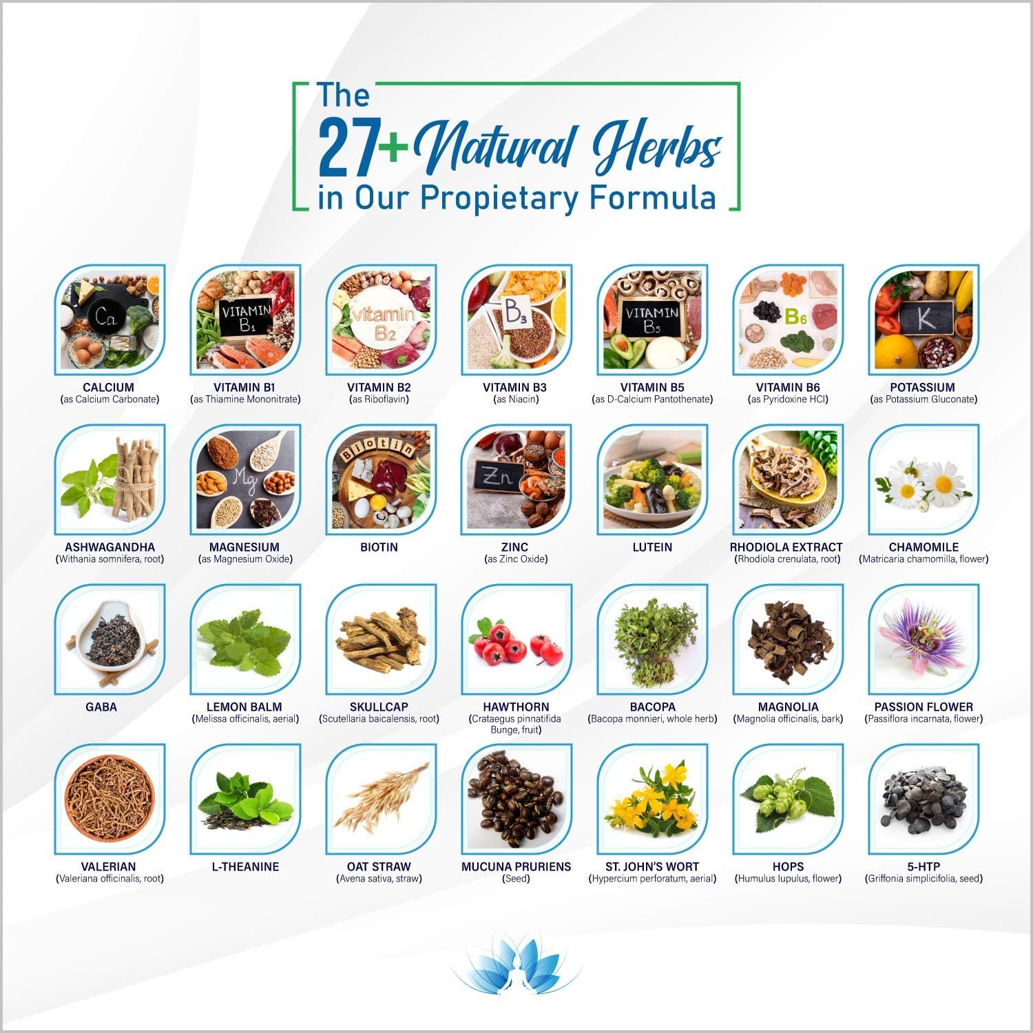 Calm Mood Support Supplement for Occasional Anxiety & Stress - Natural Happy Pills for Relaxation, Mental Clarity - 28-in-1 Mood & Sleep Support - 120 Vegan Capsules by Rainbow Nutrients, LLC