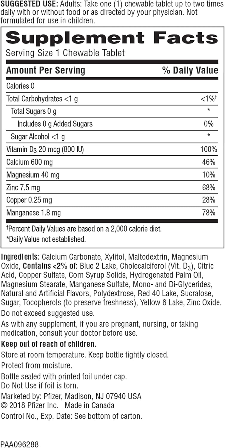 Caltrate Chewables 600 Plus D3 & Minerals Calcium Vitamin D Supplement, Variety Pack - 120 Count