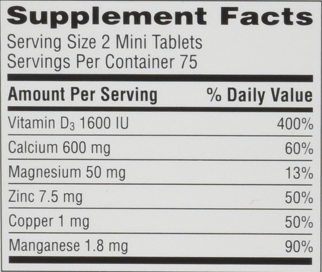 Caltrate Minis 600 with D3 and Minerals - 150 Tablets for Adult Bone Health & Mineral Support
