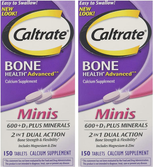 Caltrate Minis + Minerals 150ct - Pack of 2 for Optimal Bone Health and Support
