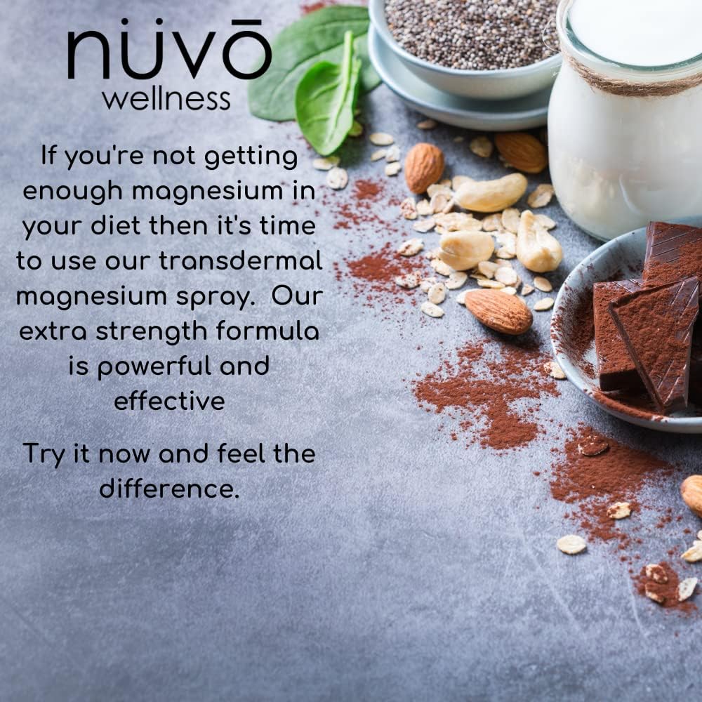 Canadian-made NUVO WELLNESS ESSENTIALS Unscented Magnesium Oil Spray - Regular Strength - 2 Pack of 8oz Bottles - 237 ml x 2