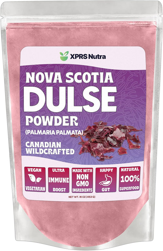 Canadian Wildcrafted Nova Scotia Dulse Powder for Thyroid and Bones - Vegan Friendly Atlantic Dulse Powder - 16 oz
