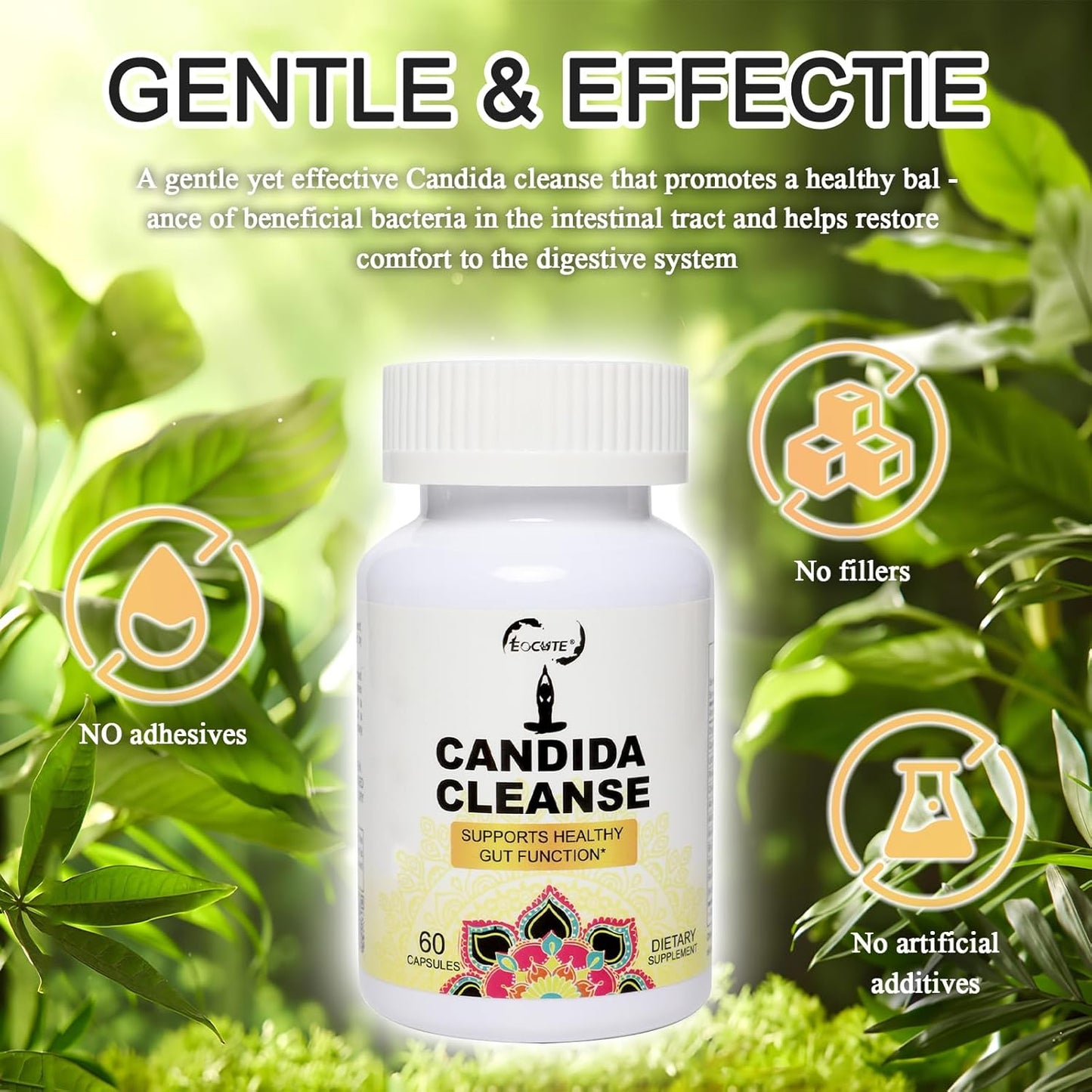 Candida Cleanse Capsules - Natural Intestinal Detox with Probiotics & Herbal Formula for Gut & Colon Support