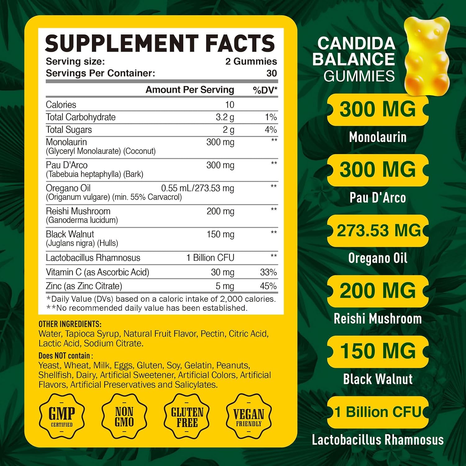 Candida Cleanse Gummies for Men & Women - Gut & Immune Support Supplement - Natural Pineapple Flavor - 60 Count