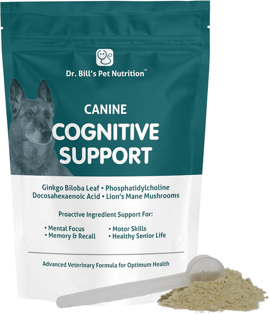Canine Cognitive Support Supplement with Gingko Biloba, L-Carnosine, Vitamin B-12, L-Glutamine, L-Tyrosine, and DHA for Adult and Senior Dogs