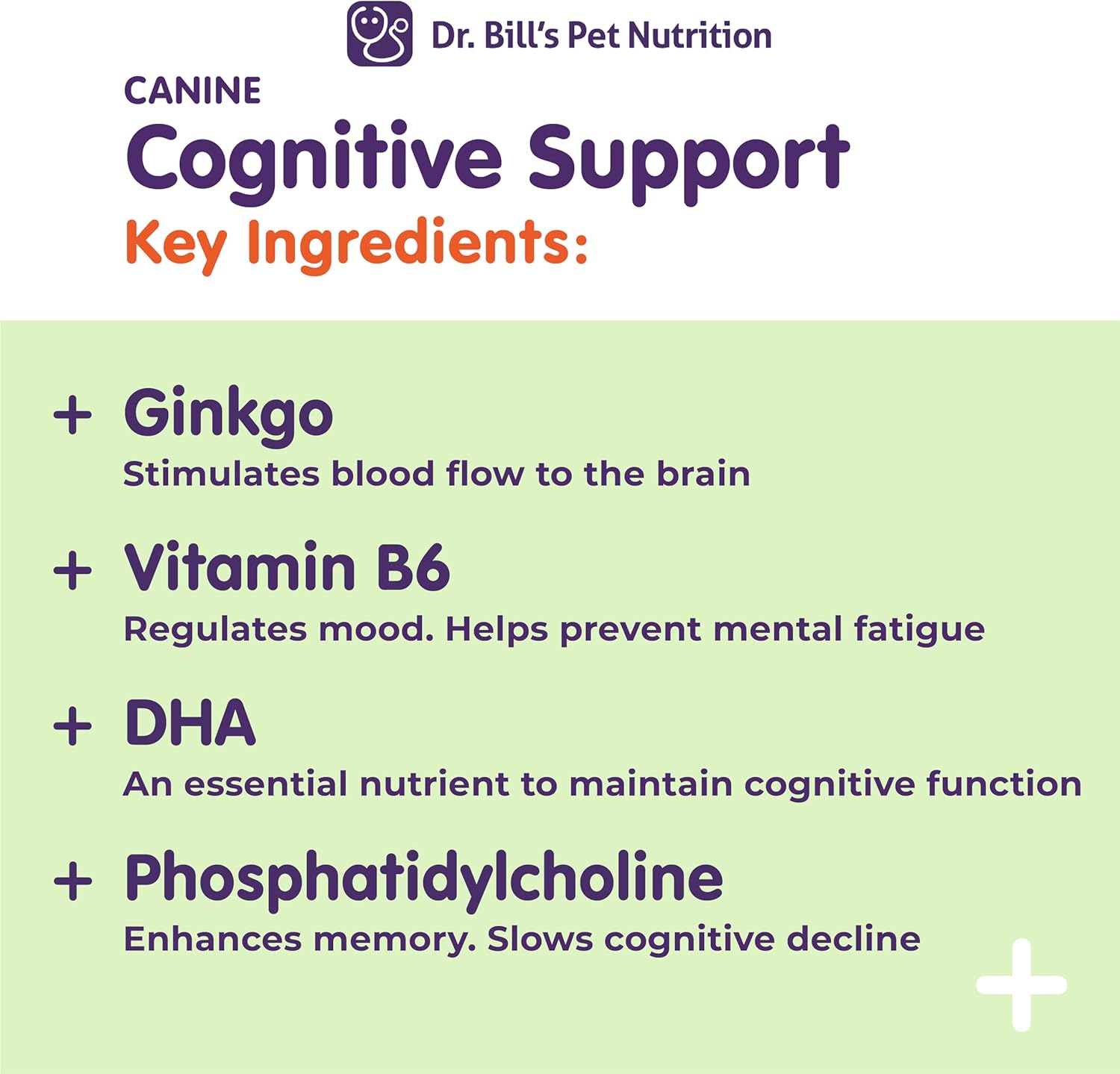Canine Cognitive Support Supplement with Gingko Biloba, L-Carnosine, Vitamin B-12, L-Glutamine, L-Tyrosine, and DHA for Adult and Senior Dogs