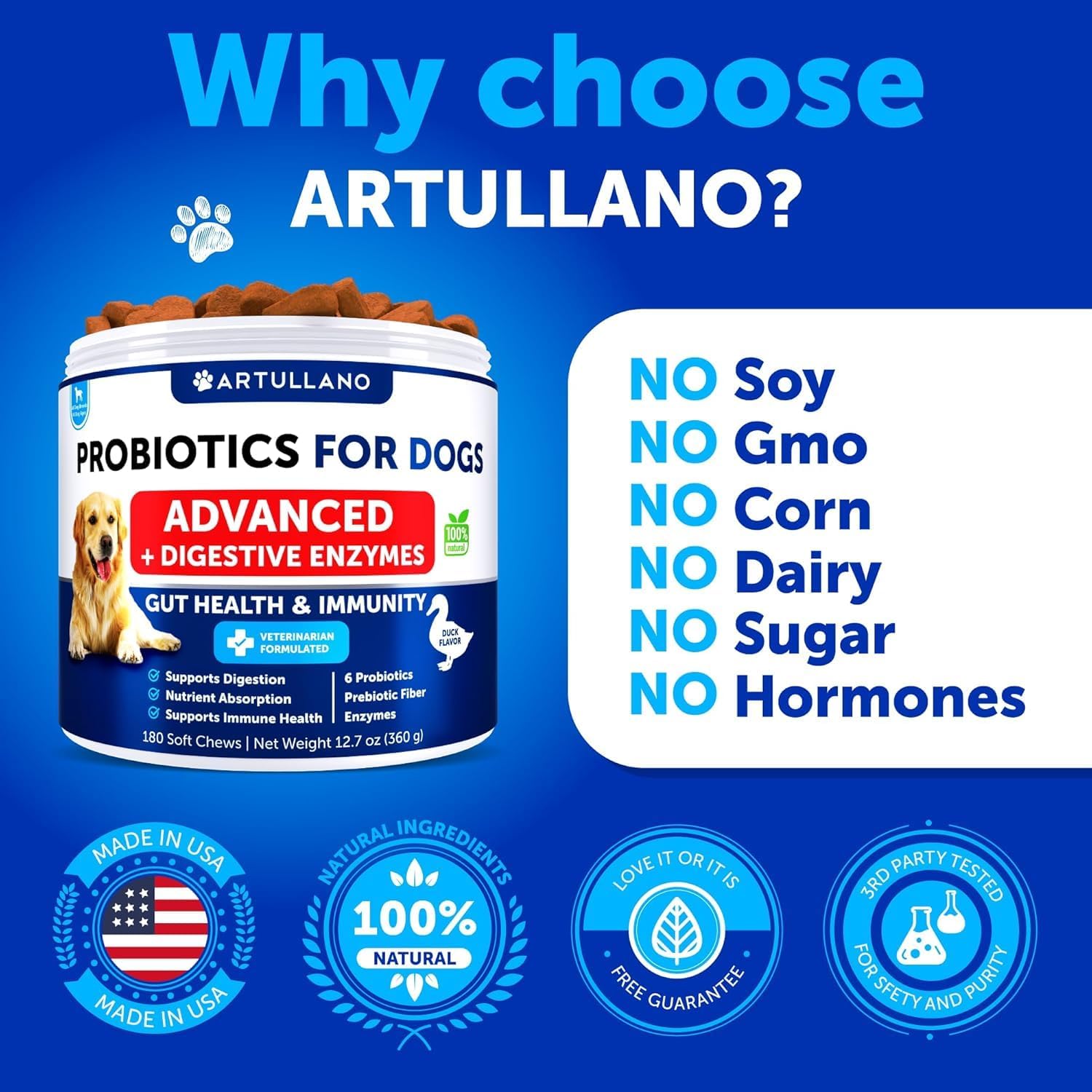 Canine Immune Health Chewables with Probiotics, Prebiotic Fiber, and Enzymes for Dogs