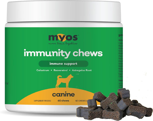 Canine Immune Support Chew - Boosts Immunity & Vitality with Colostrum, Resveratrol, Astragalus, & Medicinal Mushrooms - Daily Supplement for Dogs