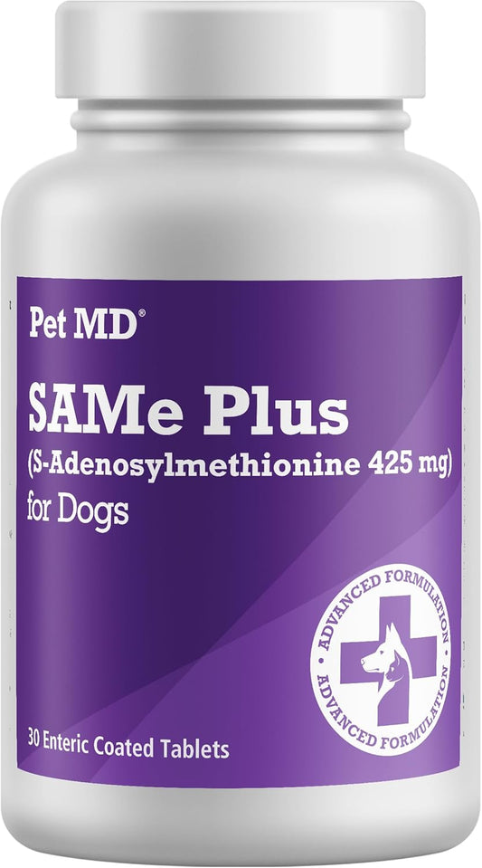 Canine Liver & Brain Health Support Supplement with B Vitamins - Pet MD Same Plus for Dogs - 30 Enteric Coated Tablets
