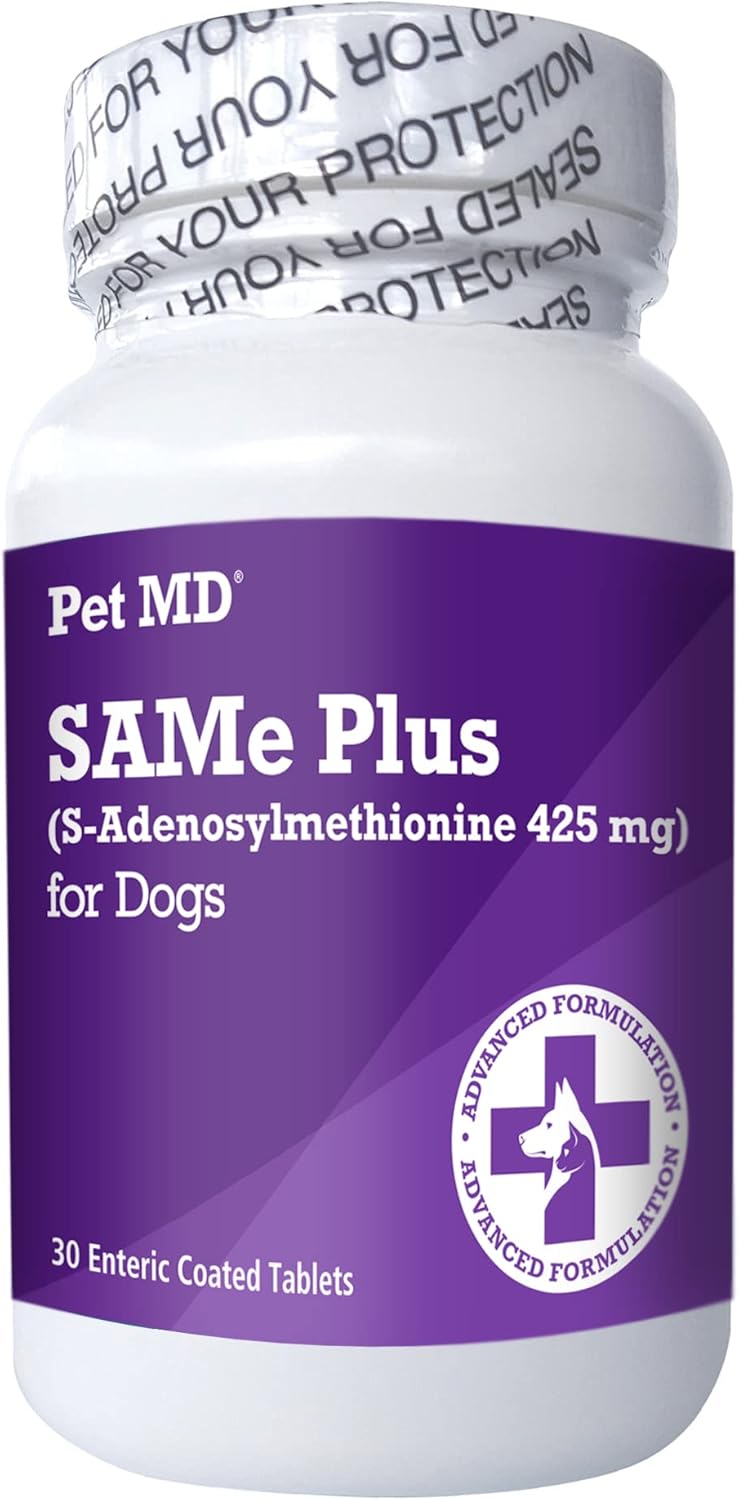 Canine Liver & Brain Health Support Supplement with B Vitamins - Pet MD Same Plus for Dogs - 30 Enteric Coated Tablets