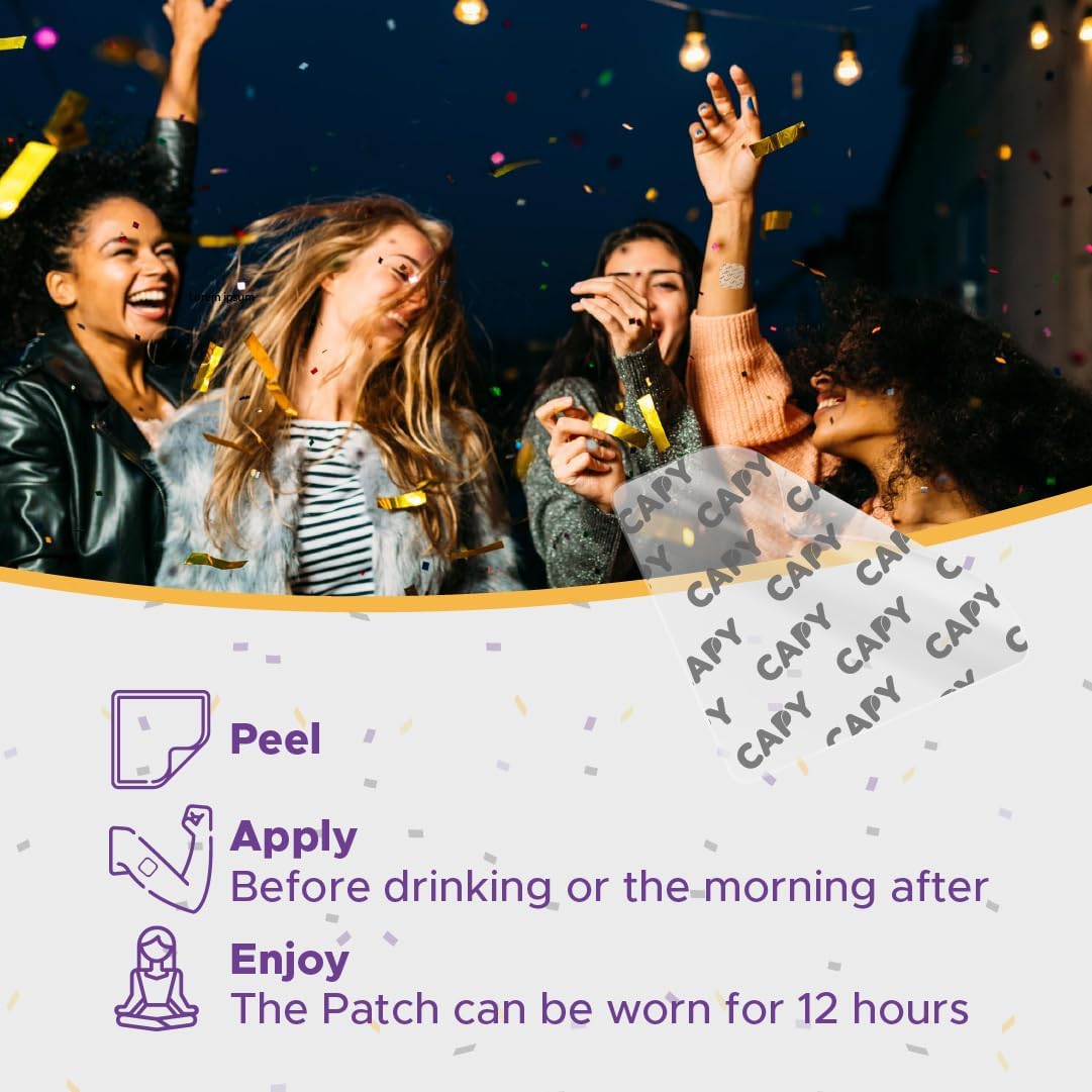 Capy Patch Rescue After Party Patch (30 Pack) - Natural Energy Boost with B12, Vitamin C, Green Tea - Stay Energized for Unforgettable Nights and Productive Mornings