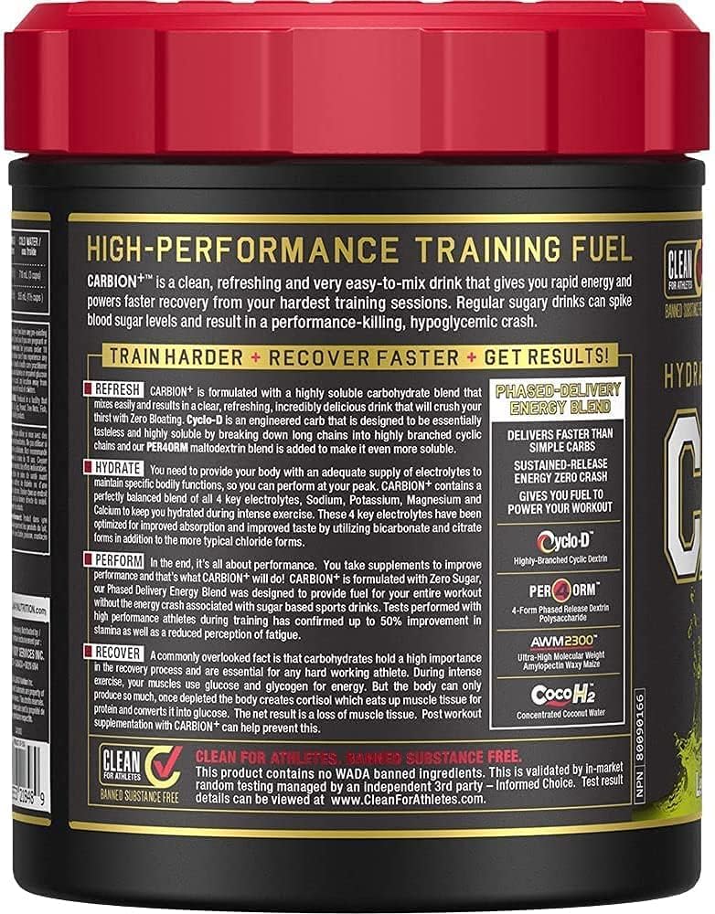 CARBION+ Workout Hydration Supplement Powder - Pineapple Mango Flavor, Gluten Free, Vegan, Electrolytes for Endurance, Recovery, Exercise Performance - 25 Servings