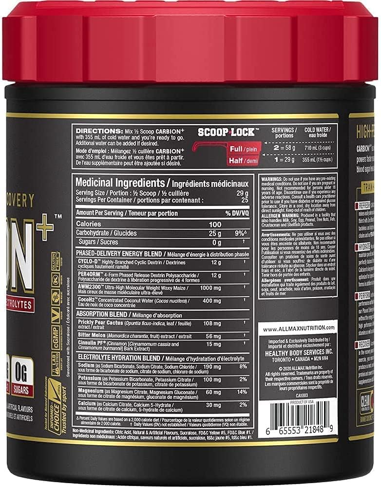CARBION+ Workout Hydration Supplement Powder - Pineapple Mango Flavor, Gluten Free, Vegan, Electrolytes for Endurance, Recovery, Exercise Performance - 25 Servings
