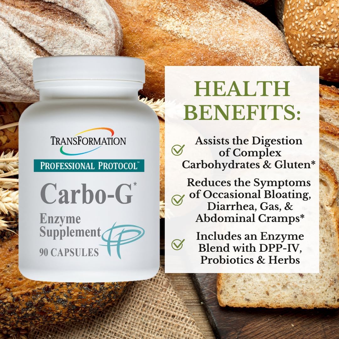 Carbo-G High Potency Enzyme Blend Supplement for Carbohydrate Breakdown and Nutrient Absorption, 90 Capsules