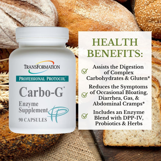 Carbo-G High Potency Enzyme Blend Supplement for Carbohydrate Breakdown and Nutrient Absorption, 90 Capsules