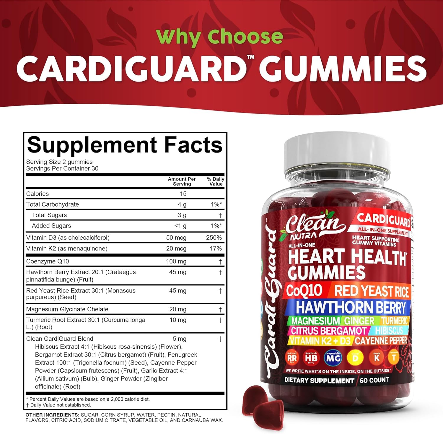 CardiGuard CoQ10 Gummies with Red Yeast Rice and Herbal Ingredients for Heart Health