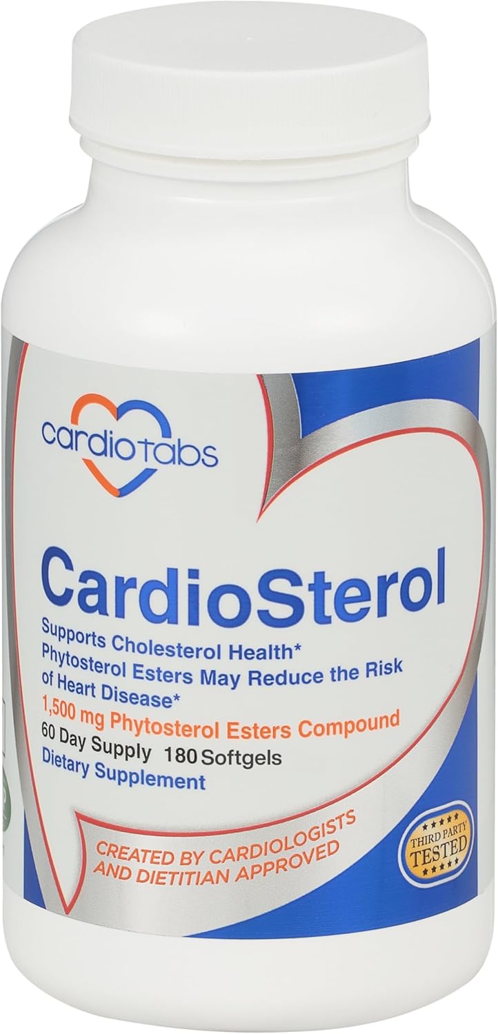 CardioTabs CardioSterol Plant Sterols & Fish Oil Supplement with Mixed Tocopherols - 180 Softgels - 60 Day Supply