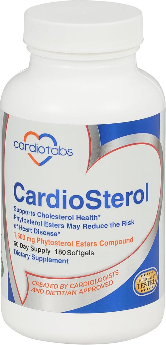 CardioTabs CardioSterol Plant Sterols & Fish Oil Supplement with Mixed Tocopherols - 180 Softgels - 60 Day Supply