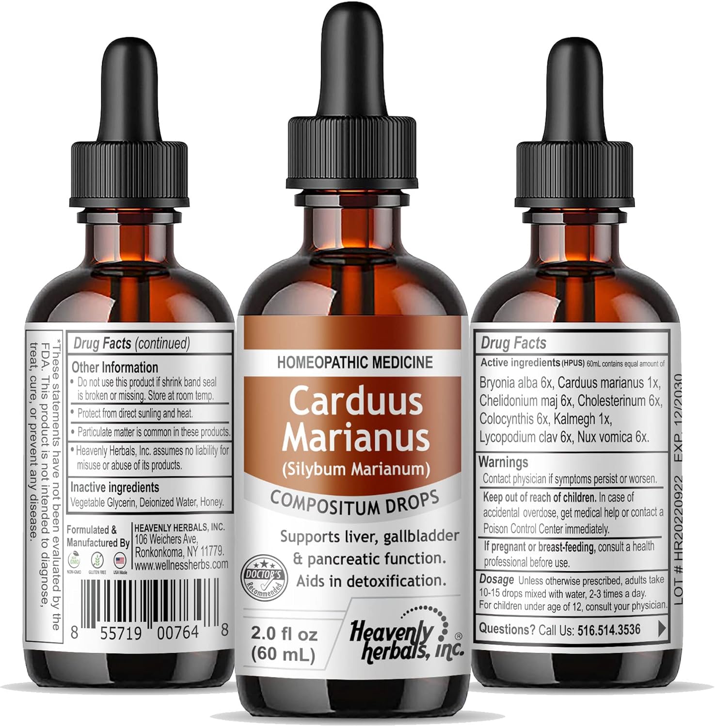 Carduus Marianus Compositum Homeopathic Drops for Liver, Gallbladder, and Pancreatic Support - 2.0 fl oz